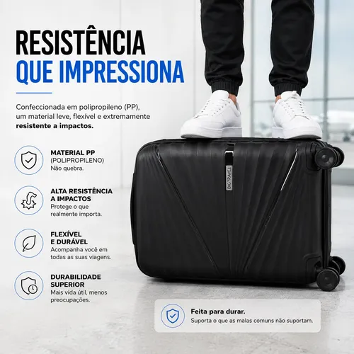 Mala Viagem Bordo 10kg Compacta Premium Giratória Cadeado