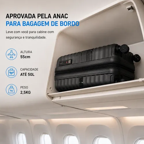 Mala Viagem Bordo 10kg Compacta Premium Giratória Cadeado