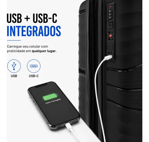 Mala Viagem Bordo 10kg Compacta Premium Giratória Cadeado