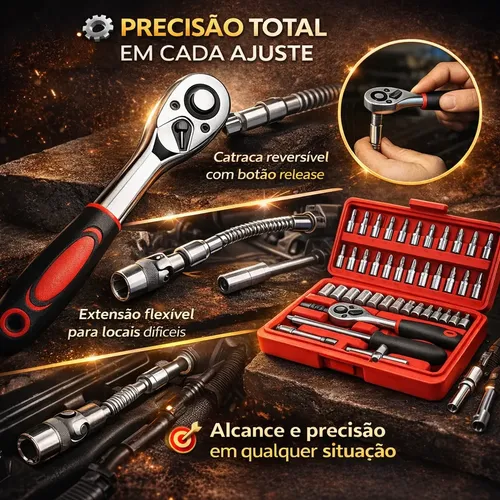 Maleta Jogo 46 Peças 1/4 Bits E Soquetes 414mm Compacto