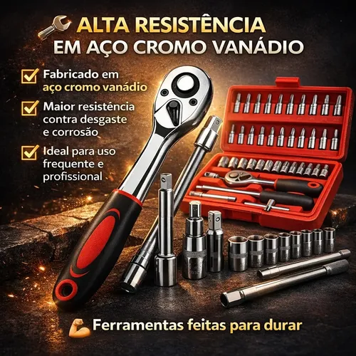 Maleta Jogo 46 Peças 1/4 Bits E Soquetes 414mm Compacto