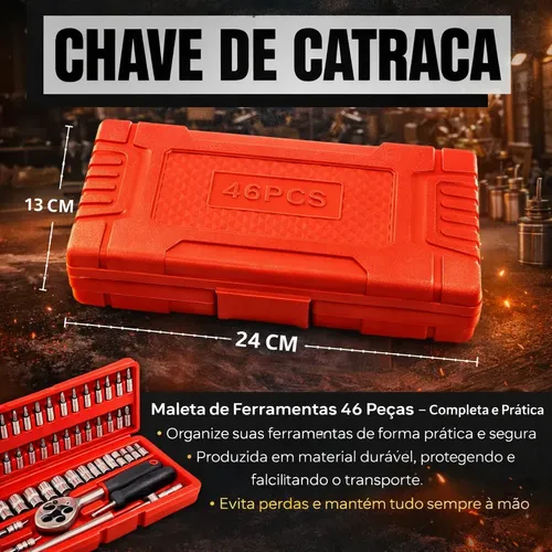 Maleta Jogo 46 Peças 1/4 Bits E Soquetes 414mm Compacto