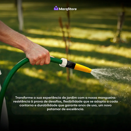 Mangueira De Jardim 50m Metros Com Esguicho Trançada Reforçada Flexível 7/16 Anti Dobra Irrigação Quintal Poço Lavagem Durável Marqs Home