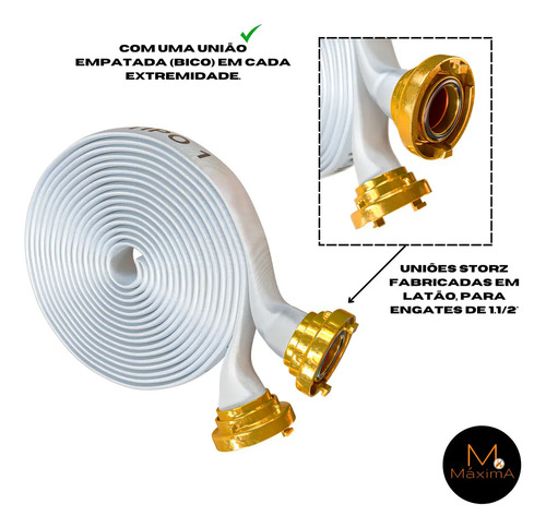 Mangueira Incendio Hidrante 15 M 1.1/2 Normatizada Tipo 1 Segurimax 35944 Predial Industrial Storz