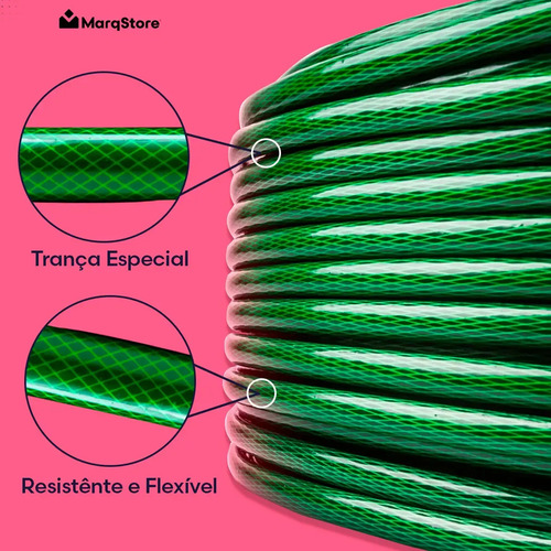 Mangueira Jardim 30 Metros Com Esguicho Trançada Reforçada Flexível 7/16 Anti Dobra Irrigação Quintal Poço Lavagem Durável Marqs Home