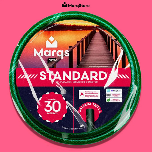 Mangueira Jardim 30 Metros Com Esguicho Trançada Reforçada Flexível 7/16 Anti Dobra Irrigação Quintal Poço Lavagem Durável Marqs Home
