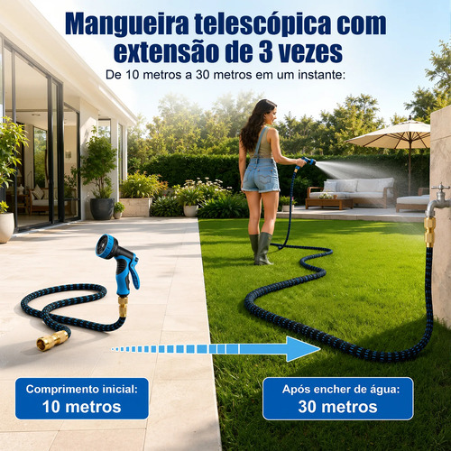 Mangueira Jardim 30 Metros Expansiva Flexível Irrigação Água