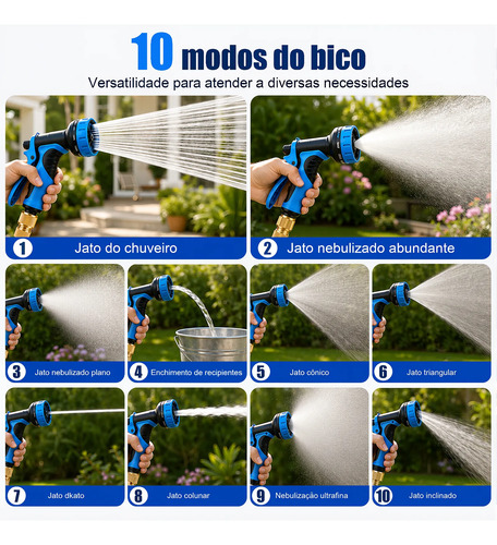 Mangueira Jardim 30 Metros Expansiva Flexível Irrigação Água