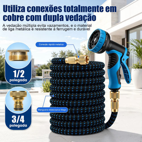 Mangueira Jardim 30 Metros Expansiva Flexível Irrigação Água