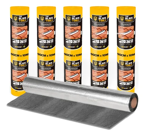 Manta asfaltica aluminizada auto adesiva 90cm x 10m kit 5