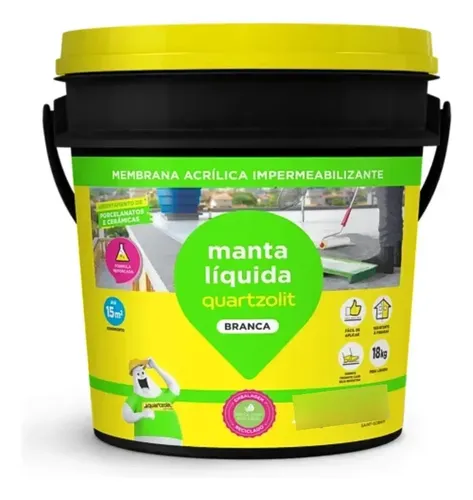 Manta Líquida 1 8 Kg Quartzolit Branco Telhados Lajes Branco