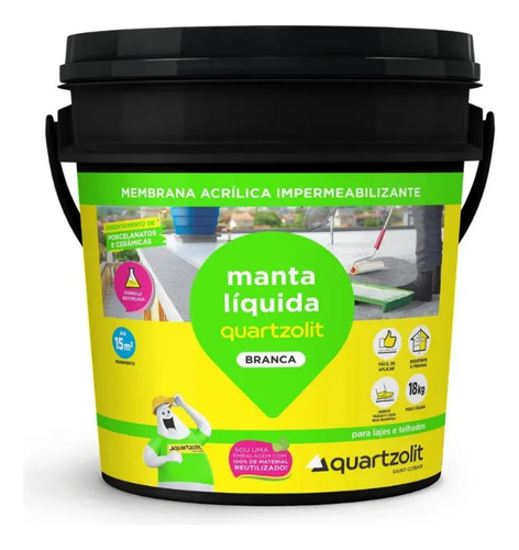 Manta liquida branca telhado quartzolit branco balde 18kg fo