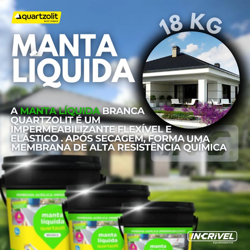 Manta Líquida Branca Telhado Quartzolit Branco / Balde 18kg Fosco