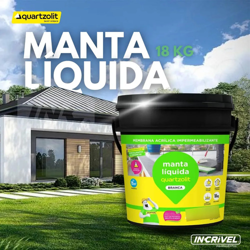 Manta Líquida Branca Telhado Quartzolit Branco / Balde 18kg Fosco