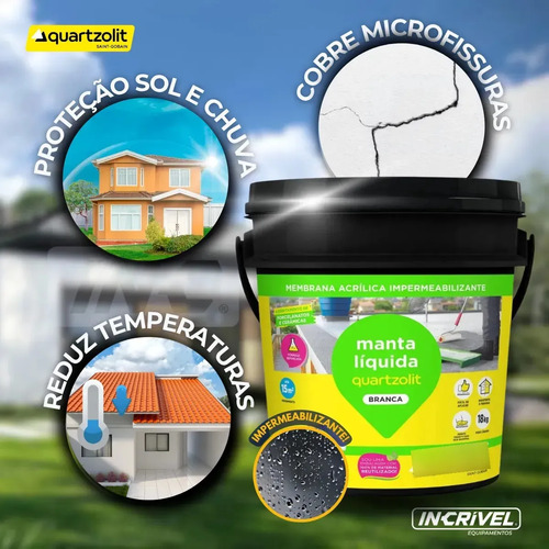 Manta Líquida Branca Telhado Quartzolit Branco / Balde 18kg Fosco