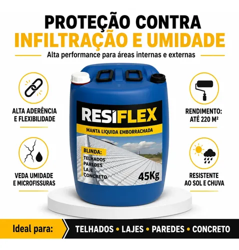 Manta Líquida Emborrachada Resiflex 45kg Telhado