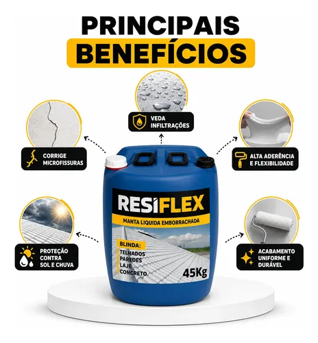 Manta Líquida Emborrachada Resiflex 45kg Telhado