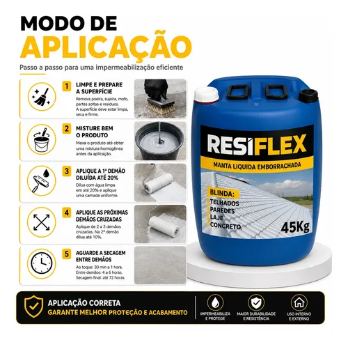 Manta Líquida Emborrachada Resiflex 45kg Telhado