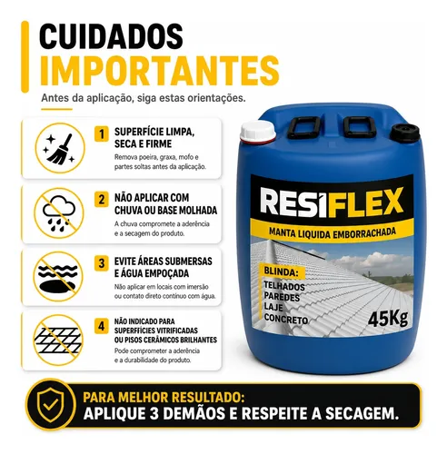 Manta Líquida Emborrachada Resiflex 45kg Telhado