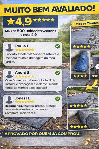 Manta Tipo Bidim Geotextil Drenagem Canteiros 100m2 (100x1m)