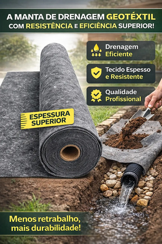 Manta Tipo Bidim Geotextil Drenagem Canteiros 100m2 (100x1m)