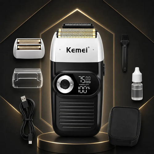 Maquina barbeador shaver profissional kemei km 2026 sem fio