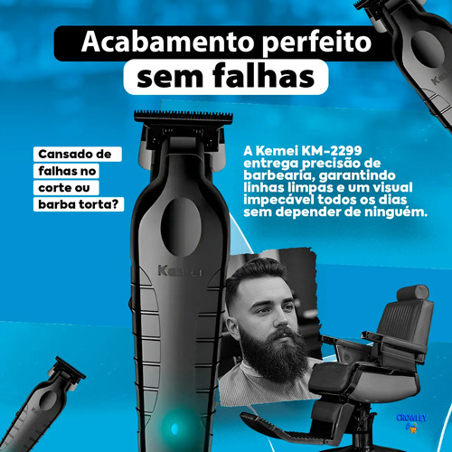 Máquina De Acabamento Corta Cabelo Profissional Kemei 2299 P