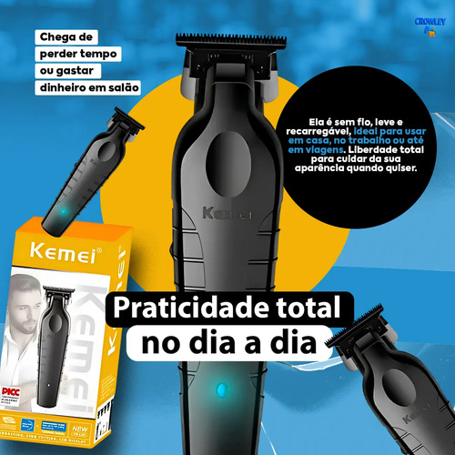Máquina De Acabamento Corta Cabelo Profissional Kemei 2299 P