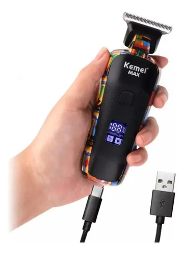 Máquina de Acabamento Kemei KM-5090 com Tela Digital e 6 Pentes