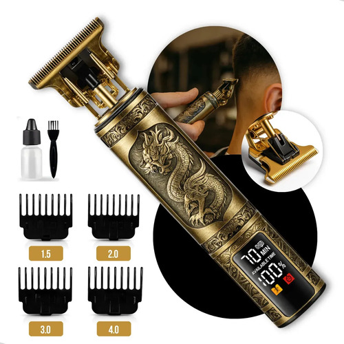 Maquina de cortar cabelo barbear sem fio maquininha dragao e