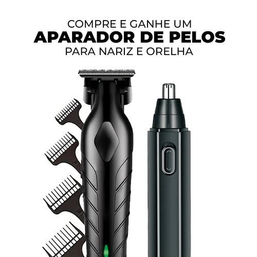 Máquina De Corte Acabamento Profissional Com Aparador De Nariz Cabelo Pelo Barbear Maquininha Detalhes Sem Fio Preto Catálogo