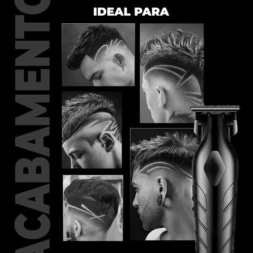 Máquina De Corte Acabamento Profissional Com Aparador De Nariz Cabelo Pelo Barbear Maquininha Detalhes Sem Fio Preto Catálogo