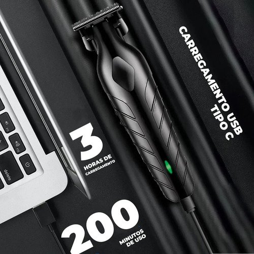 Máquina De Corte Acabamento Profissional Com Aparador De Nariz Cabelo Pelo Barbear Maquininha Detalhes Sem Fio Preto Catálogo