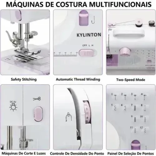 Máquina De Costura Elétrica Multifuncional Portátil 12 Modos