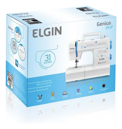 Máquina De Costura Elgin Jx-4035 Genius Plus 31 Pontos Cor Branco