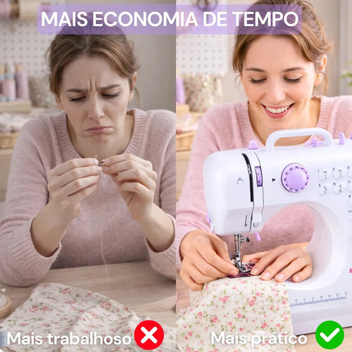 Máquina De Costura Reta ImportWay 12 Pontos Doméstica IWMC-505 Portátil Branco