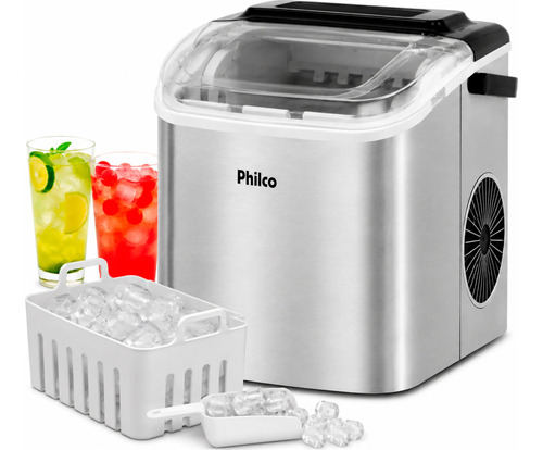 Maquina de gelo portatil turbo ice philco inox 12 kg