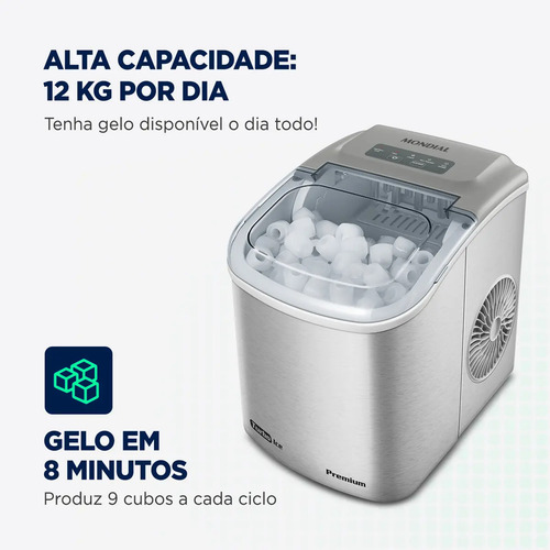 Máquina de Gelo Turbo Ice Premium, Mondial, 130W - MG-12-GI