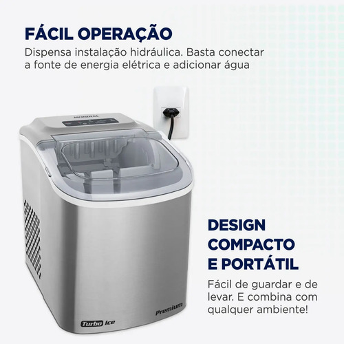 Máquina de Gelo Turbo Ice Premium, Mondial, 130W - MG-12-GI