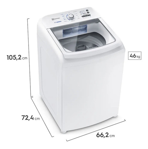 Máquina de Lavar Electrolux 17kg Branca Essential Care com Cesto Inox e Jet&Clean Led17