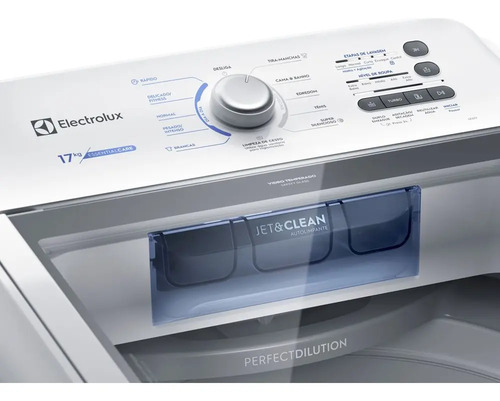 Máquina de Lavar Electrolux 17kg Branca Essential Care com Cesto Inox e Jet&Clean Led17