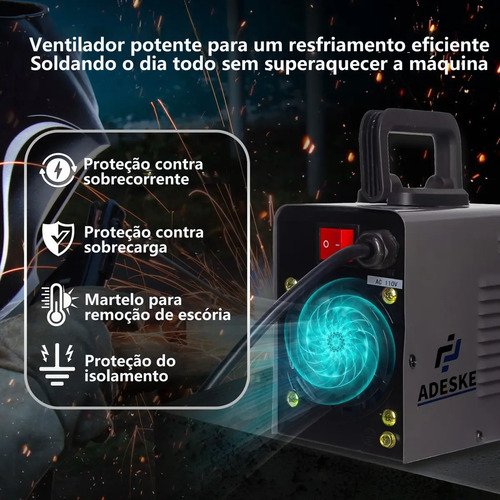 Máquina de Solda Adeske MMA-250 Inversora 250A com Display Digital