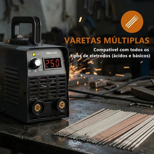 Máquina de Solda Adeske MMA-250 Inversora 250A com Display Digital