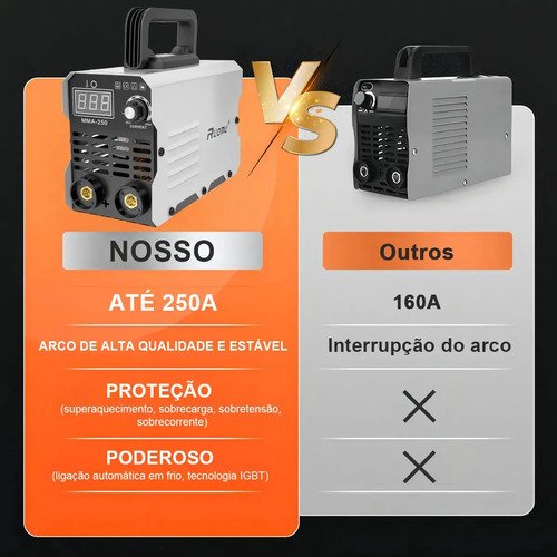 Máquina De Solda Inversora MMA 250A Sem Gás