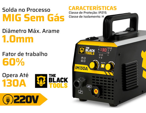 Máquina Inversora De Solda Digital Mig 130a Sem Gás C/ Tocha