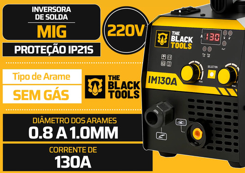 Máquina Inversora De Solda Digital Mig 130a Sem Gás C/ Tocha