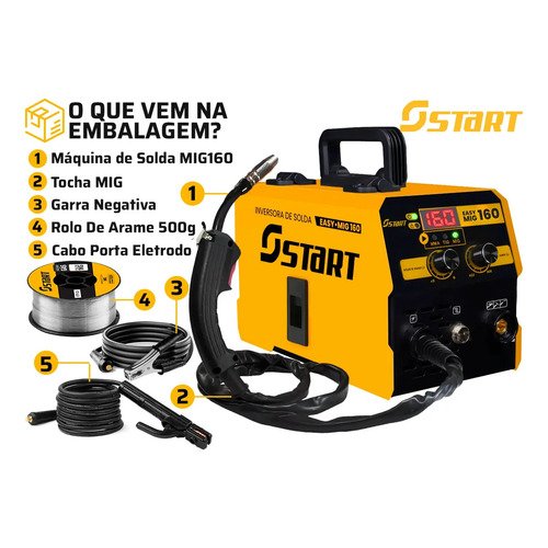 Maquina Inversora Solda Mig 160a 3 Em 1 Tig Lift Acessórios