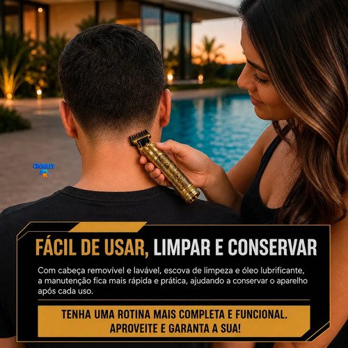 Maquina Maquininha Dragao Acabamento Cortar Cabelo Aparador Barba Pelos Elétrica Sem Fio Recarregavel - Crowley
