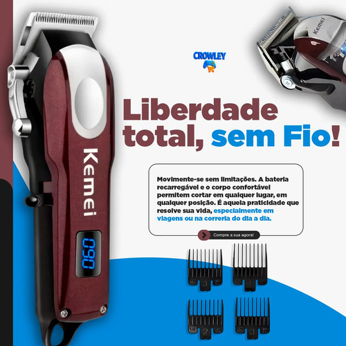 Máquina Profissional Para Cabelos - Sem Fio - Kemei Km-2606