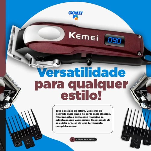 Máquina Profissional Para Cabelos - Sem Fio - Kemei Km-2606